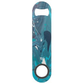 ティール（緑がかった色）ネイビーホワイトステンレス鋼ボトルオープナー スピード栓抜き (裏面)