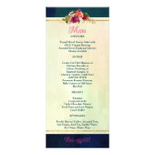 ティール(緑がかった色)、ネイビー、グリーン、金ゴールドはっきりした花模様のメ結婚ニュー ラックカード (裏面)