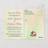 ティール（緑がかった色）、ネイビー、グリーン、金ゴールドはっきりした花模様日付の保存 ポストカード (裏面)