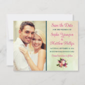 ティール（緑がかった色）、ネイビー、グリーン、金ゴールドフローラPHOTO Save the Dat (裏面)