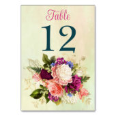 ティール(緑がかった色)、ネイビー、グリーン、金ゴールド花模様表番号カード テーブルナンバー (裏面)