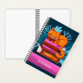 ティール（緑がかった色）ネコ認定図書カスタム帳 ノートブック (内側)