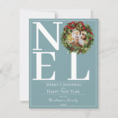 ティール(緑がかった色)ノールクリスマスリース写真 シーズンカード (正面)