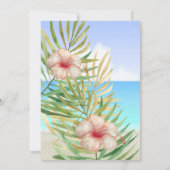 ティール（緑がかった色）ハイビスカストロピックパームビーチバースデーパーティー 招待状 (裏面)