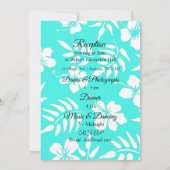 ティール（緑がかった色）ハイビスカス結婚式招待状 招待状 (裏面)