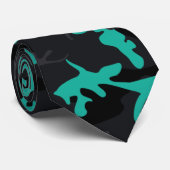 ティール（緑がかった色）ハイライト迷彩柄 ネクタイ (ロール)