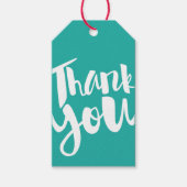 ティール（緑がかった色）ハンドレタリング書道サンキューギフトラベル ギフトタグ (正面)