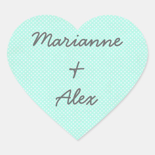 ティール(緑がかった色)ハートステッカーカップル結婚式の引き出物 ハートシール (正面)