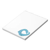 ティール(緑がかった色)ハートドラゴンオンホワイト ノートパッド (回転)