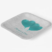 ティール（緑がかった色）ハートバルーンウェディングシャワー紙プレート ペーパープレート (傾斜あり)