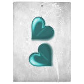 ティール(緑がかった色)ハートパーソナライズされたクリップボード クリップボード (裏面)