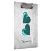 ティール(緑がかった色)ハートパーソナライズされたクリップボード クリップボード (右)