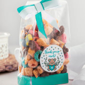 ティール(緑がかった色)ハートベアをテーマにしたベビーシャワーありがとう ラウンドシール