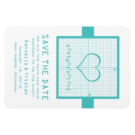 ティール(緑がかった色)ハート数学グラフ日付マグネットの保存 マグネット (横)