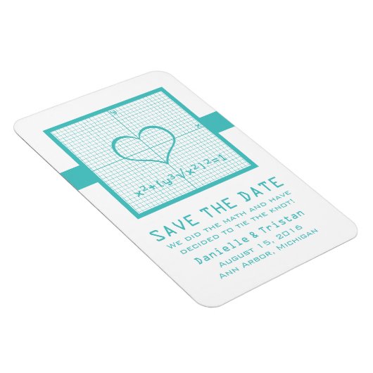 ティール(緑がかった色)ハート数学グラフ日付マグネットの保存 マグネット (右側)