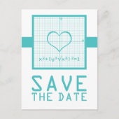 ティール(緑がかった色)ハート算数グラフ日付はがきを保存 案内ポストカード (正面)