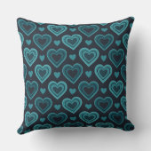 ティール（緑がかった色）ハート クッション (裏面)