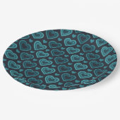 ティール（緑がかった色）ハート ペーパープレート (アングル)