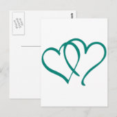 ティール（緑がかった色）ハート ポストカード (正面/裏面)