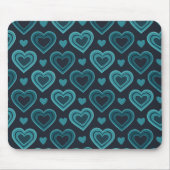 ティール（緑がかった色）ハート マウスパッド (正面)