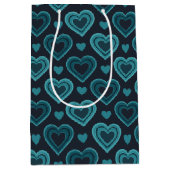 ティール（緑がかった色）ハート ミディアムペーパーバッグ (正面)