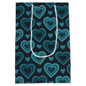 ティール（緑がかった色）ハート ミディアムペーパーバッグ (裏面)