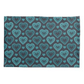 ティール(緑がかった色)ハート 枕カバー (裏面-左)