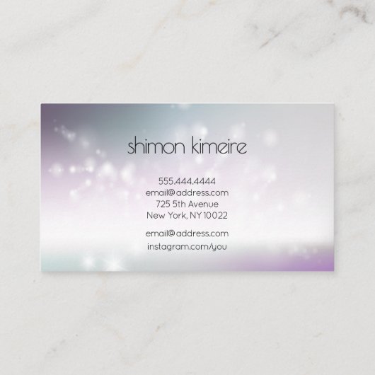 ティール（緑がかった色）&バイオレットネイルアーティストプロフェッショナルサロンスパ 名刺 (裏面)