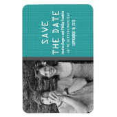 ティール(緑がかった色)バイナリーコード写真Save the Date Magnet マグネット (縦)