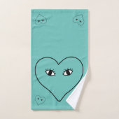 ティール（緑がかった色）バスルーム抽象芸術アートハート バスタオルセット (ハンドタオル)
