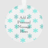 ティール(緑がかった色)バタフライパーソナルメッセージクリスマスキープサク オーナメント (裏面)