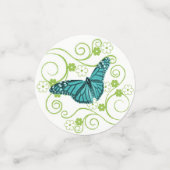 ティール(緑がかった色)バタフライフローラブライダルシャワー紙吹雪 コンフェッティ (スモール正面)