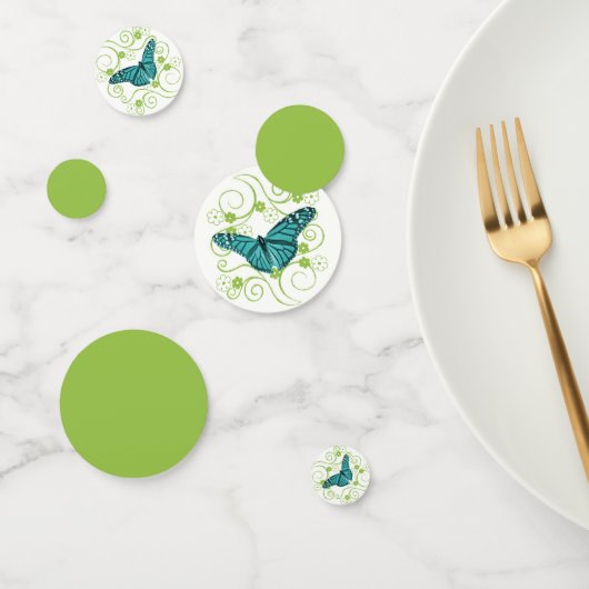 ティール(緑がかった色)バタフライフローラブライダルシャワー紙吹雪 コンフェッティ (グループ)