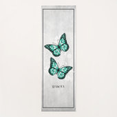 ティール（緑がかった色）バタフライフローラヨガマット ヨガマット (正面)