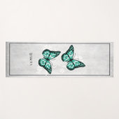 ティール（緑がかった色）バタフライフローラヨガマット ヨガマット (正面(横))
