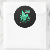 ティール(緑がかった色)バタフライリボンPcos I衣服ティール(緑がかった色) ラウンドシール (バッグ)