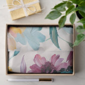 ティール(緑がかった色)バタフライ数々のフローラカラーアート 薄葉紙 (ギフト)