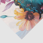 ティール(緑がかった色)バタフライ数々のフローラカラーアート 薄葉紙 (詳細)