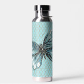 ティール（緑がかった色）バタフライ ウォーターボトル (左面)