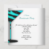 ティール(緑がかった色)バチェロレッテホワイトハイヒールシューズ 招待状 (裏面)