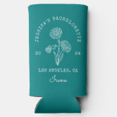 ティール（緑がかった色）バチェロレッテ9月誕生月花 スリム缶クーラー (裏面)