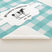 ティール(緑がかった色)バッファロープレイドファームカウシェルパブランケット シェルパブランケット (3/4)