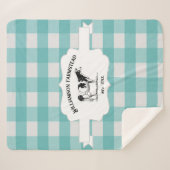 ティール(緑がかった色)バッファロープレイドファームカウシェルパブランケット シェルパブランケット (正面(横))