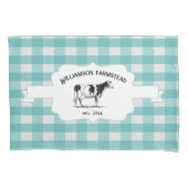 ティール(緑がかった色)バッファロープレイドファームカウピローケース 枕カバー (正面)