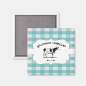 ティール(緑がかった色)バッファロープレイドファームカウマグネット マグネット (正面/裏面)