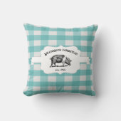 ティール(緑がかった色)バッファロープレイドファームピグ装飾用クッション クッション (正面)