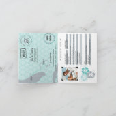 ティール(緑がかった色)バハマクルーズパスポート結婚式招待状 招待状 (内部)