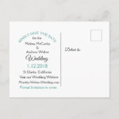 ティール（緑がかった色）バブルエレガントな結婚式日付を保存 案内ポストカード (裏面)