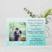 ティール(緑がかった色)バブル写真結婚式招待状 招待状 (スタンド正面)