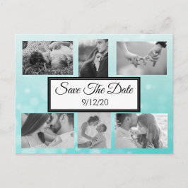 ティール(緑がかった色)バブル写真Save the Date 案内ポストカード